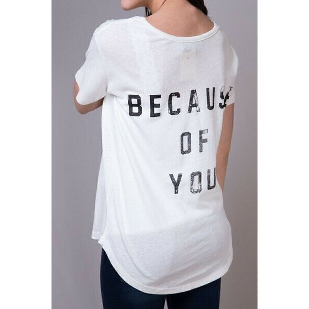 Knot Sisters Women's White Pocket Because of You Tee T-shirt Size S